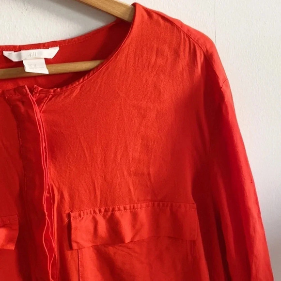 H&M lightweight bright red long sleeve Shirt Dress size 14 - Picture 5 of 8